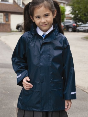 School wear uniform waterproof rain jacket lightweight front zip