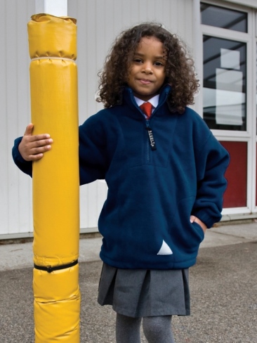 School or college fleece top with 1/4 front zip and 2 side pockets