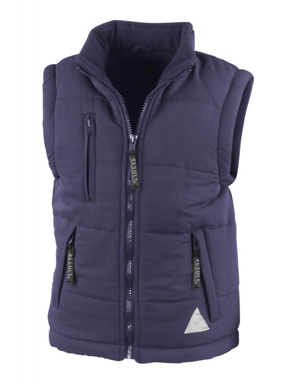 School wear uniform school padded bodywarmer, fleece lining, concealed hood