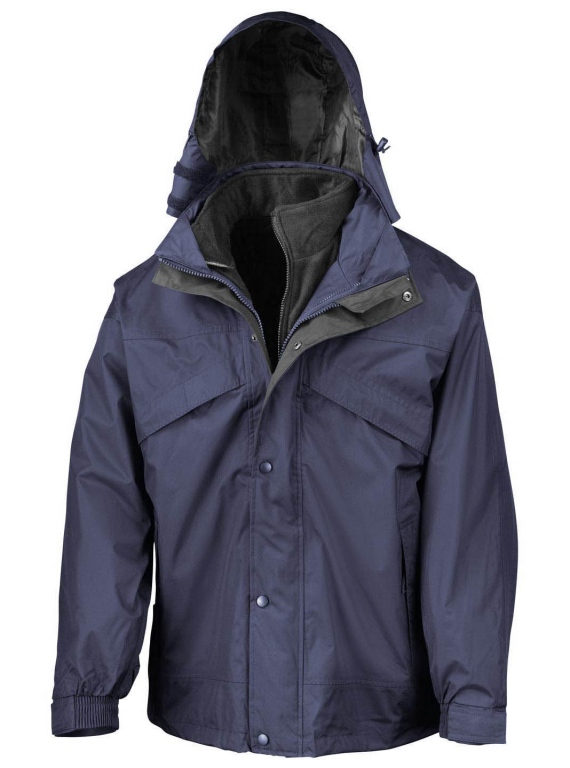 Waterproof windproof 3 in 1 coat with detachable fleece lining jacket and hood