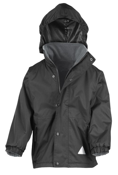 Eco school wear waterproof coat with reversible fleece school uniform jacket