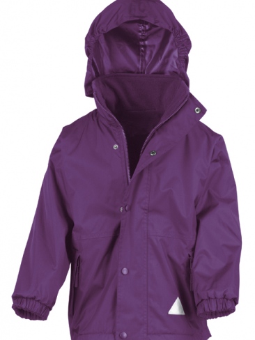 Eco school wear waterproof coat with reversible fleece school uniform jacket