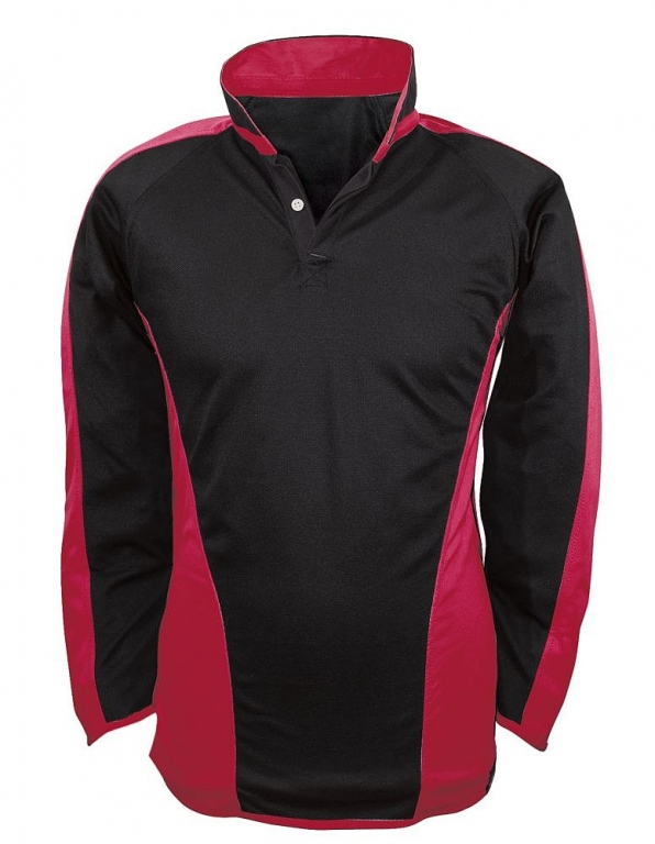 Reversible rugby shirt jersey with contrast colour polyester panels