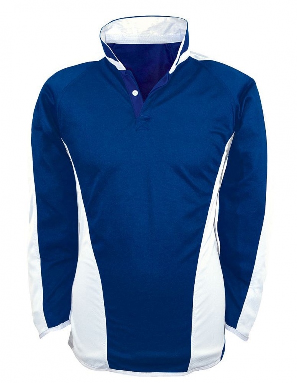 Reversible rugby shirt jersey with contrast colour polyester panels