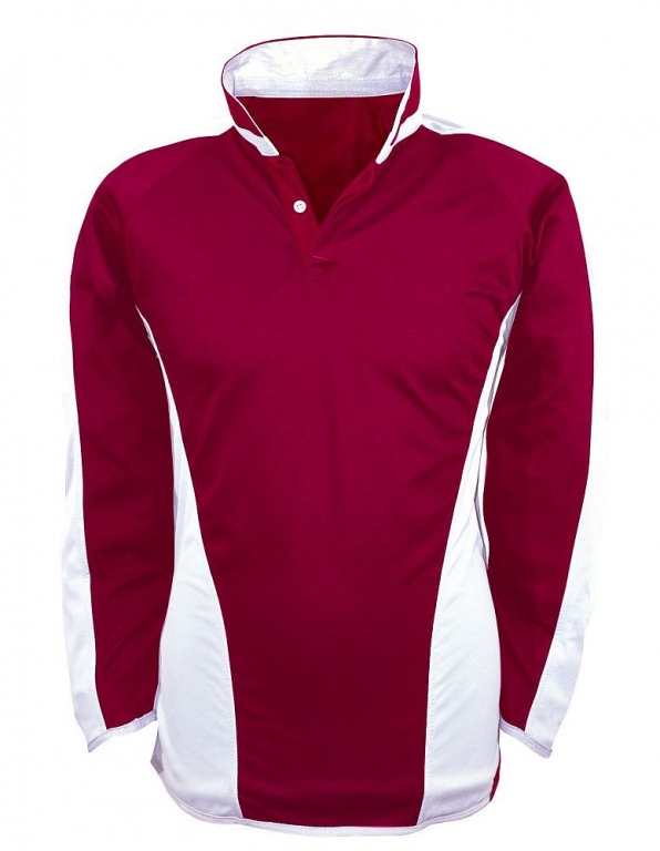 Reversible rugby shirt jersey with contrast colour polyester panels