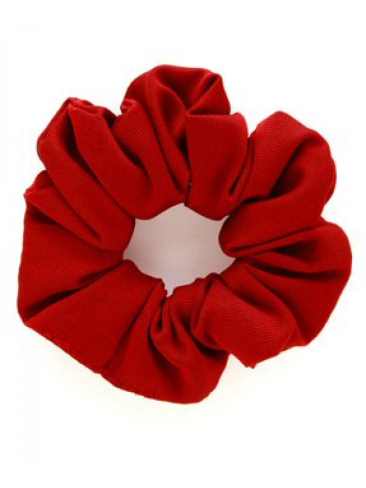 School or club plain scarlet scrunchie, 100% polyester