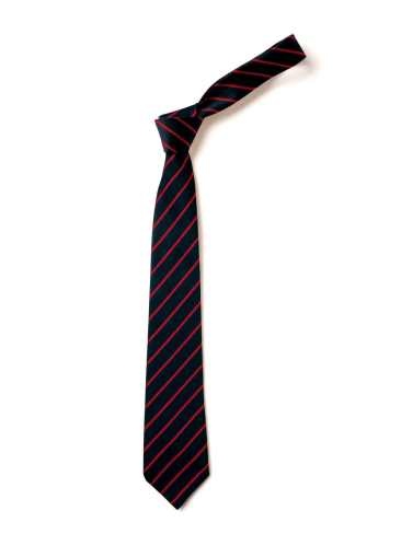 School or club tie, thin stripe, 100% polyester, black and red