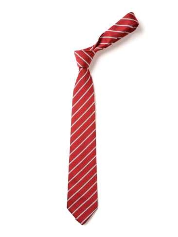 School or club tie, thin stripe, 100% polyester, red / white