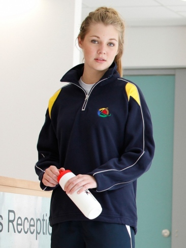Sports fleece top 1/4 zip contrast colours with white piping