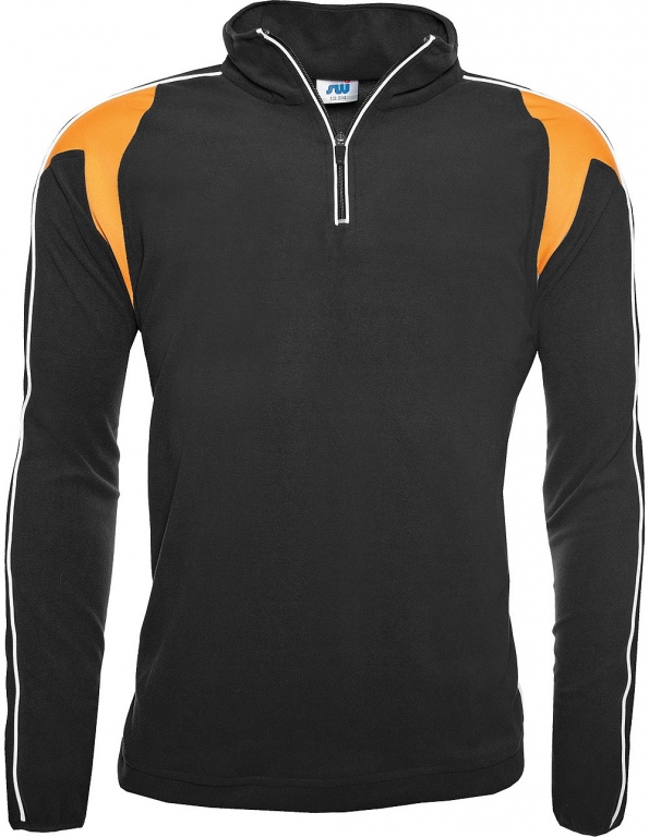Sports fleece top 1/4 zip contrast colours with white piping