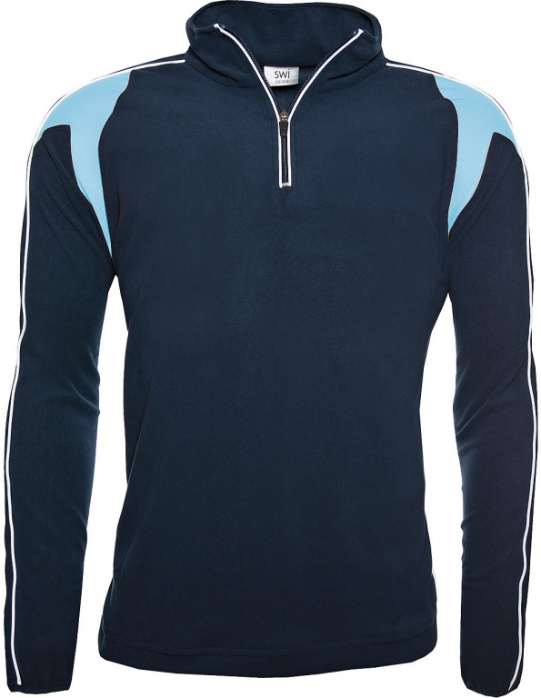 Sports fleece top 1/4 zip contrast colours with white piping