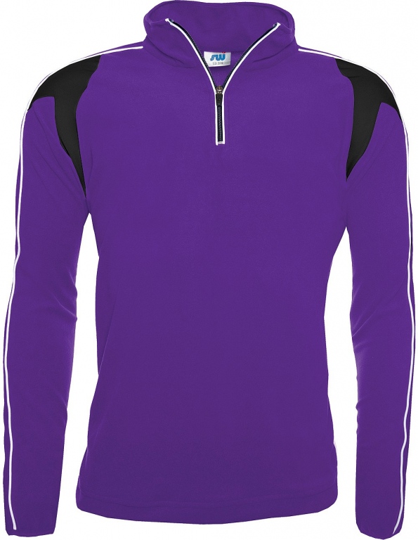 Sports fleece top 1/4 zip contrast colours with white piping