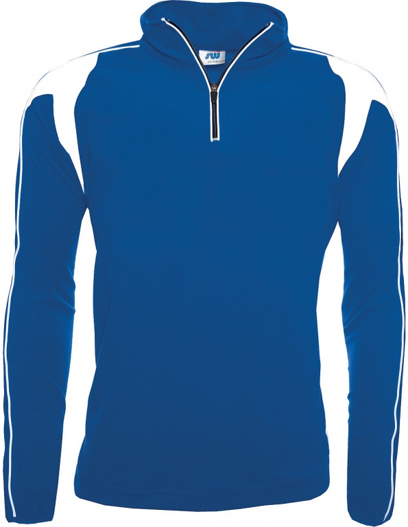 Sports fleece top 1/4 zip contrast colours with white piping