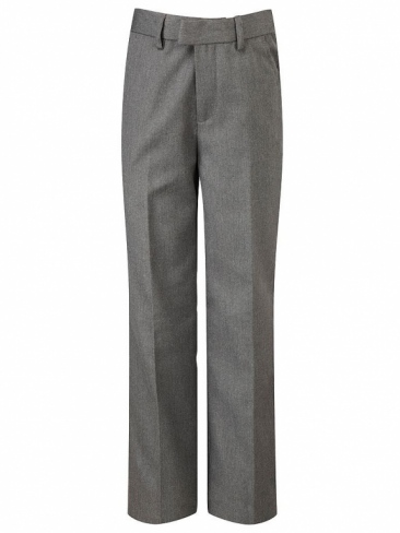 Boys school trousers pull on up easycare fabric with elastic waist