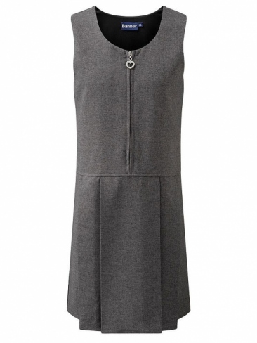 School pinafore dress, front pleat and zip fastening, fully lined bodice