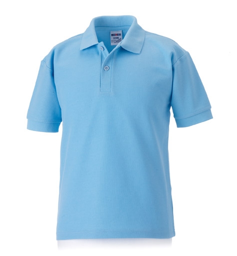 School polo shirt, 65/35 poly/cotton, short sleeves, various colours and sizes