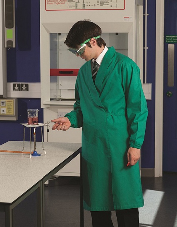 School wrap over science overall in 100% cotton