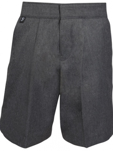 Boys school short trousers in easy care Teflon poly viscose in grey or brown