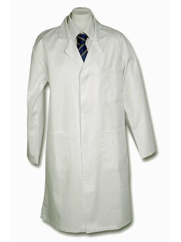School lab coat in white cotton with side pockets