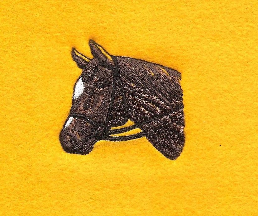 Equestrian stock embroidery design of horse suitable for front application