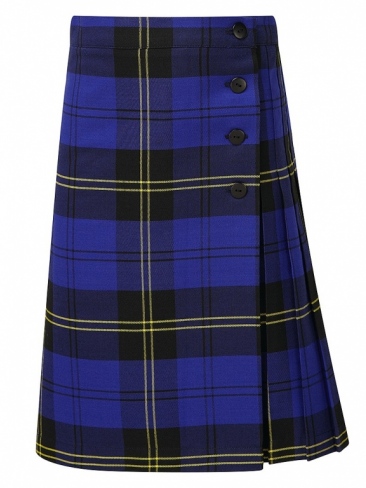 Girls junior school tartan knife pleat kilt skirt button fastening