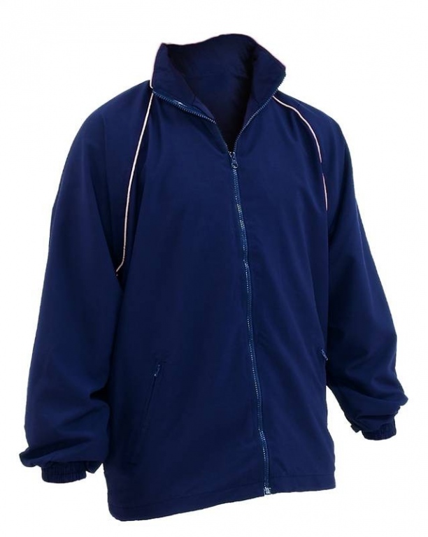 Team club sports lined training microfibre jacket full zip and contrast piping