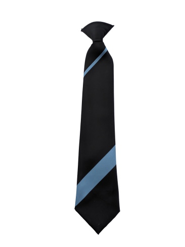 Wolverley CE Secondary School Striped Clip-on Tie Black/Blue Hurcott