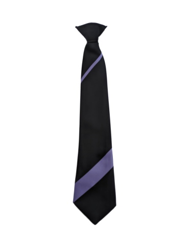 Wolverley CE Secondary School Striped Clip-on Tie Black/Purple Lea